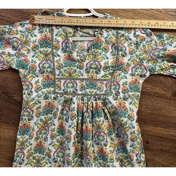 SAKI 100% Cotton Boho Floral Peasant Dress Women’s Small Cottagecore Tiered Midi - Picture 8 of 9